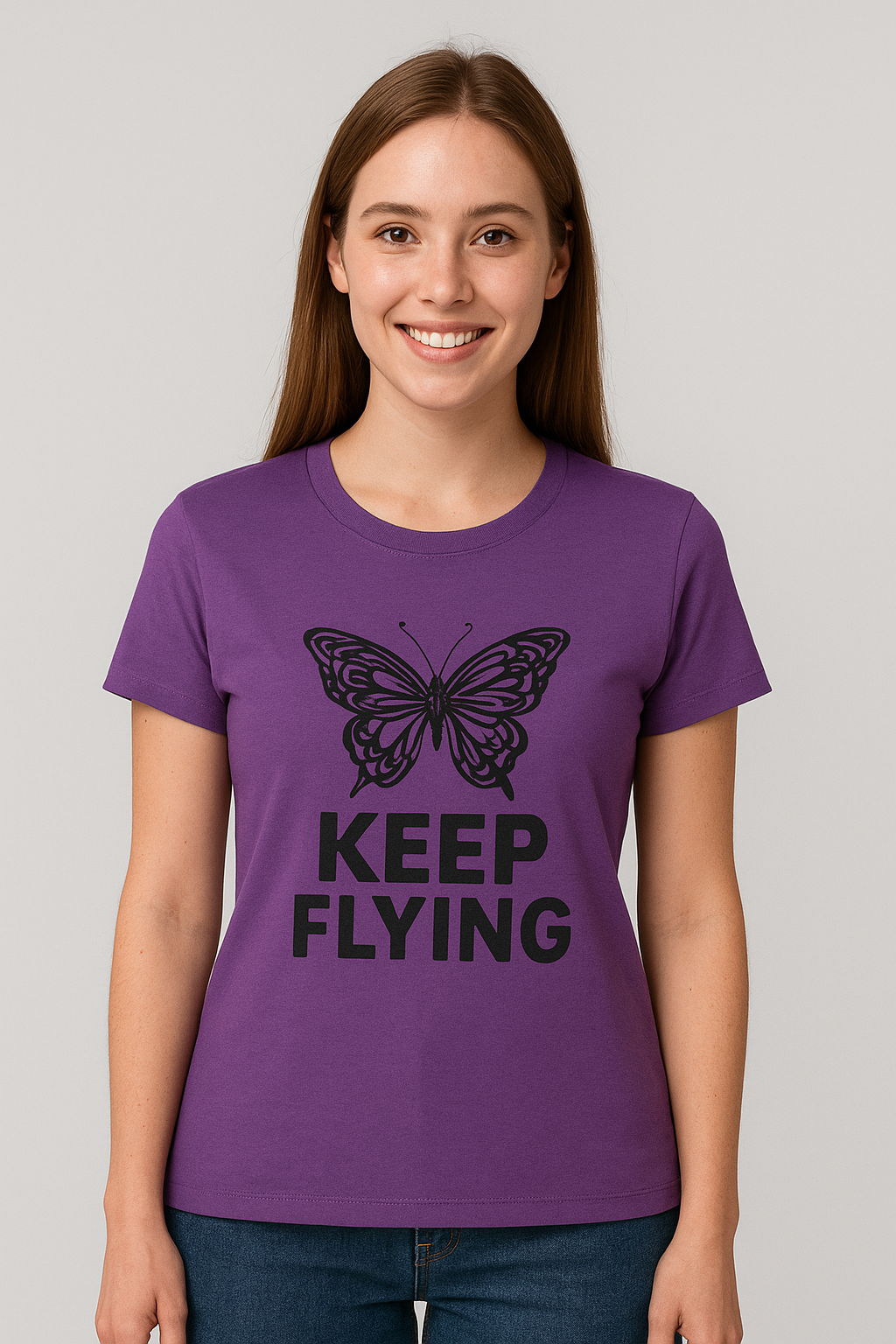 Purple T-shirt with Butterfly Design